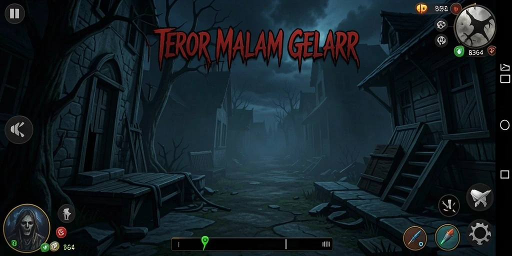 Screenshot menakutkan dari gameplay 8364 dengan elemen Horror yang kuat.