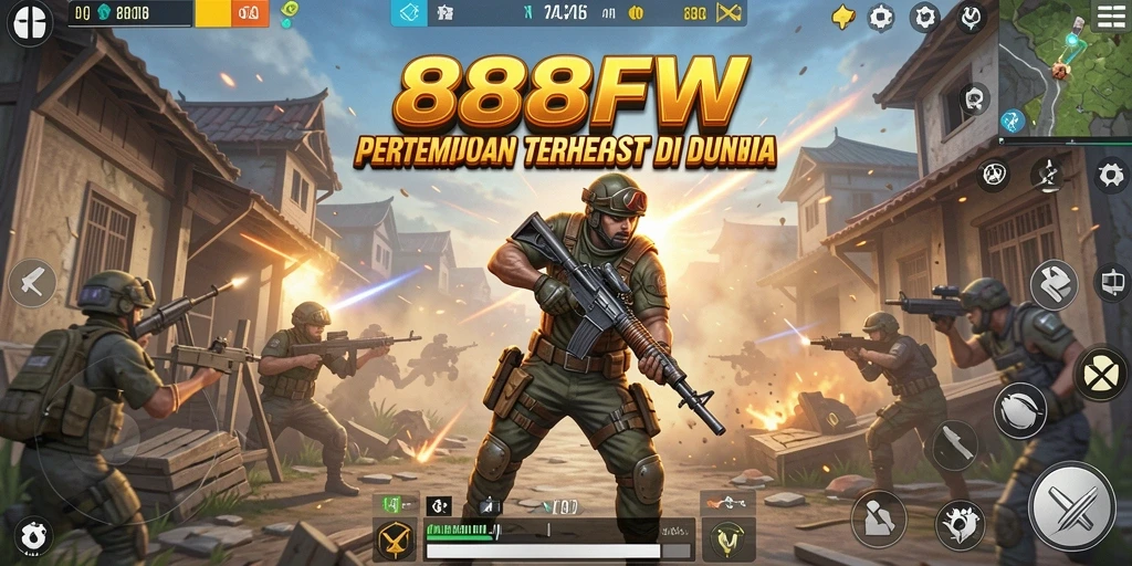 Gameplay mendebarkan dari 888FW dalam duel Battle Royale.