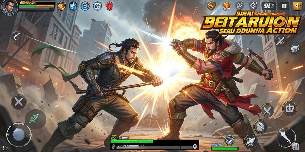 Tangkapan layar gameplay 9ET menunjukkan aksi pertarungan yang mendebarkan.