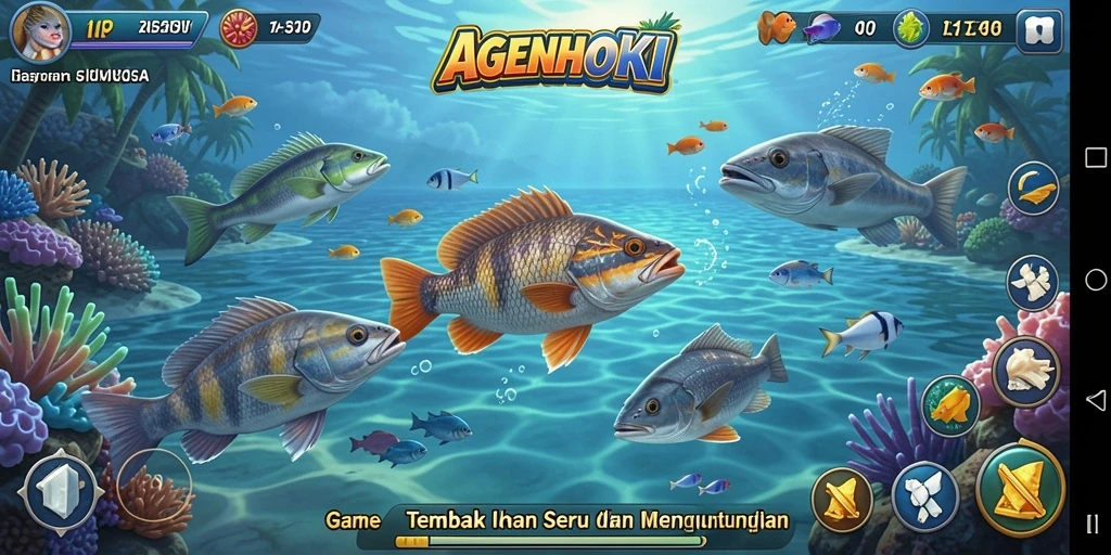 Tampilan screenshot AGENHOKI dengan aksi memikat dalam gameplay Tembak Ikan.