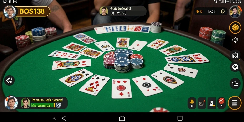 Screenshot gameplay BOS138 yang menampilkan suasana permainan Gaple.