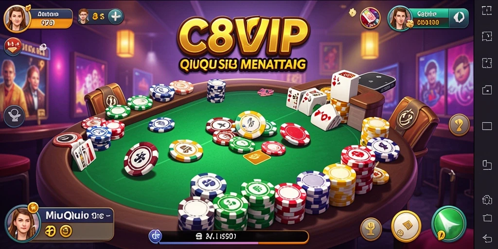 Menampilkan momen seru dari gameplay QiuQiu di C8VIP.