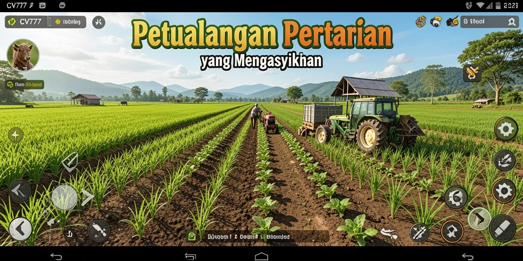 Screenshot gameplay CV777 menampilkan petani yang sedang merawat tanaman.