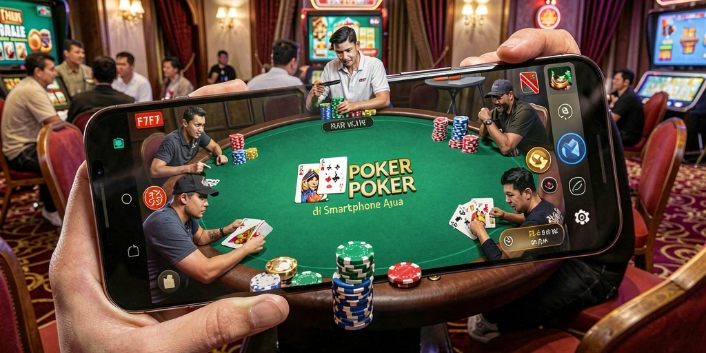 Screenshot gameplay F7F7 menampilkan aksi poker yang mendebarkan.