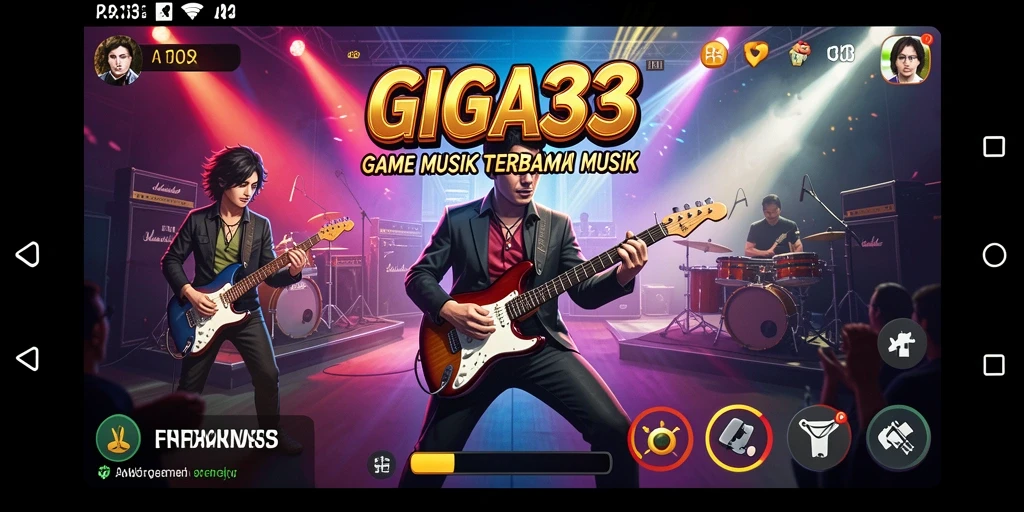 Gameplay GIGA33 yang seru dengan berbagai fitur musik.