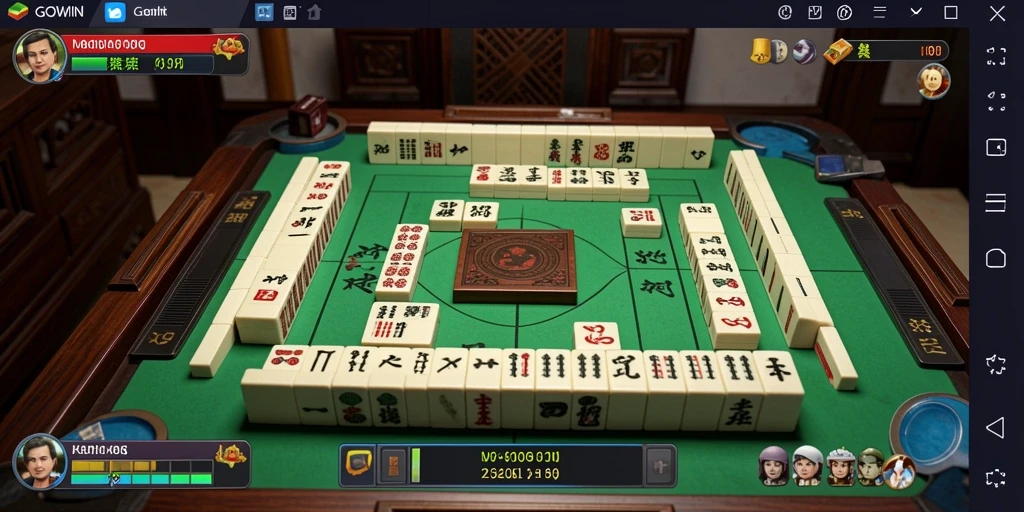 Tampilan gameplay GOWIN yang menarik dengan ubin Mahjong berwarna-warni.