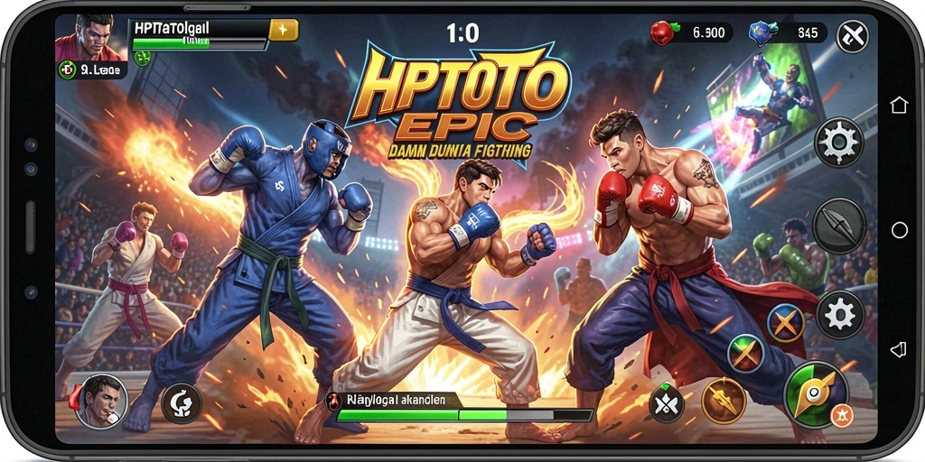 Screenshot HPTOTO menampilkan pertarungan sengit dengan karakter yang beraksi.