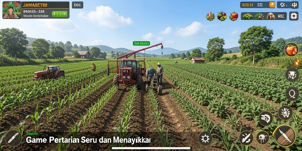 Tampilan menarik dari gameplay JAWABET88 yang penuh aktivitas ladang.