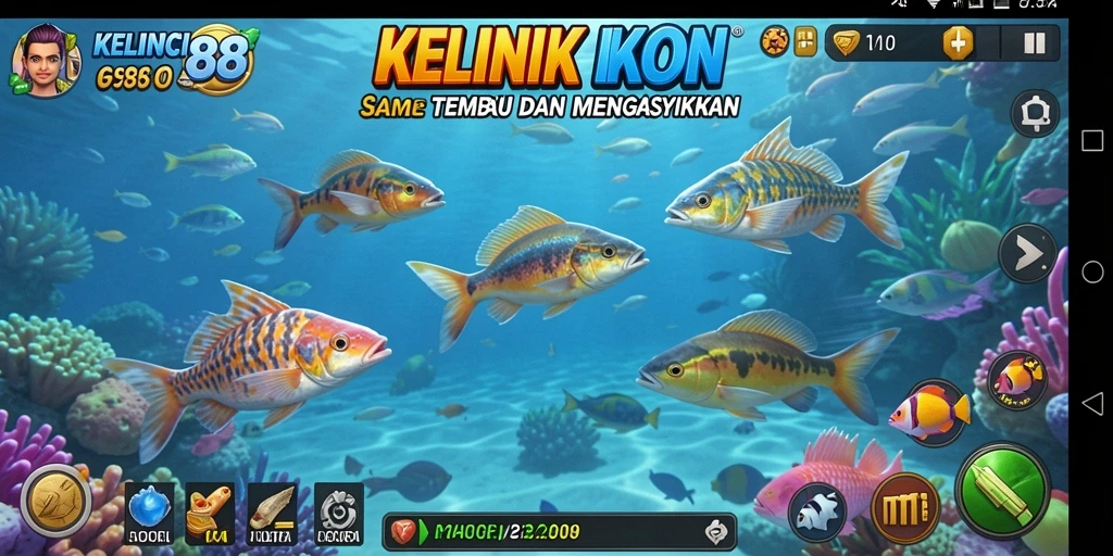 Tampilan gameplay KELINCI88 saat berburu ikan.