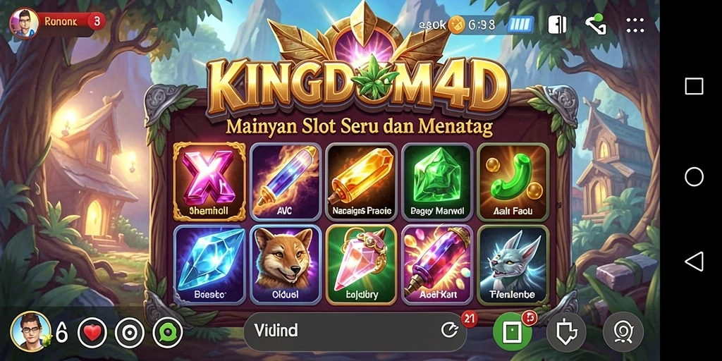 Tampilan gameplay menarik dari KINGDOM4D dengan tema slot yang beragam.