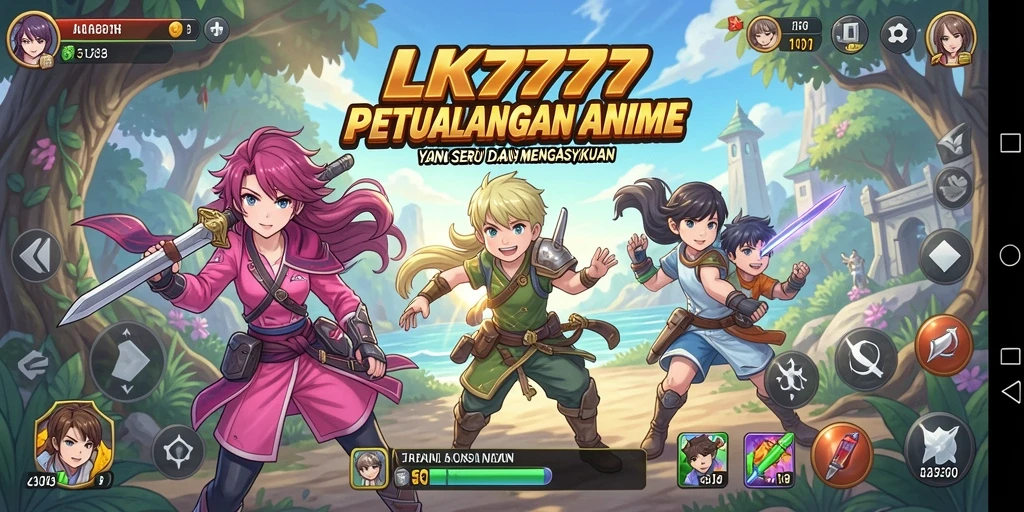 Tampilan gameplay LK777 yang penuh warna dan karakter Anime ikonik.
