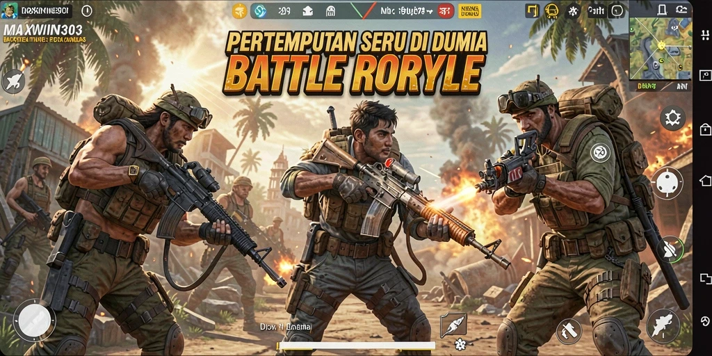 Tampilan gameplay menegangkan dalam pertempuran Battle Royale di MAXWIN303.