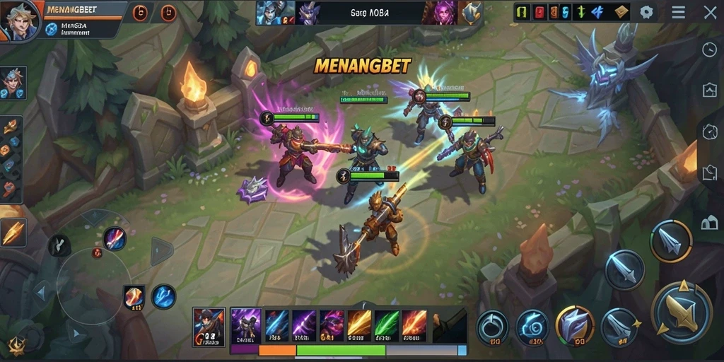 Tampilan seru gameplay MOBA di MENANGBET.