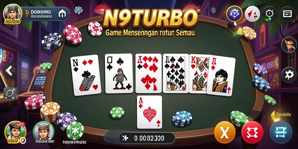 Tampilan gameplay N9TURBO yang penuh aksi dan seru di setiap pertandingan Domino.