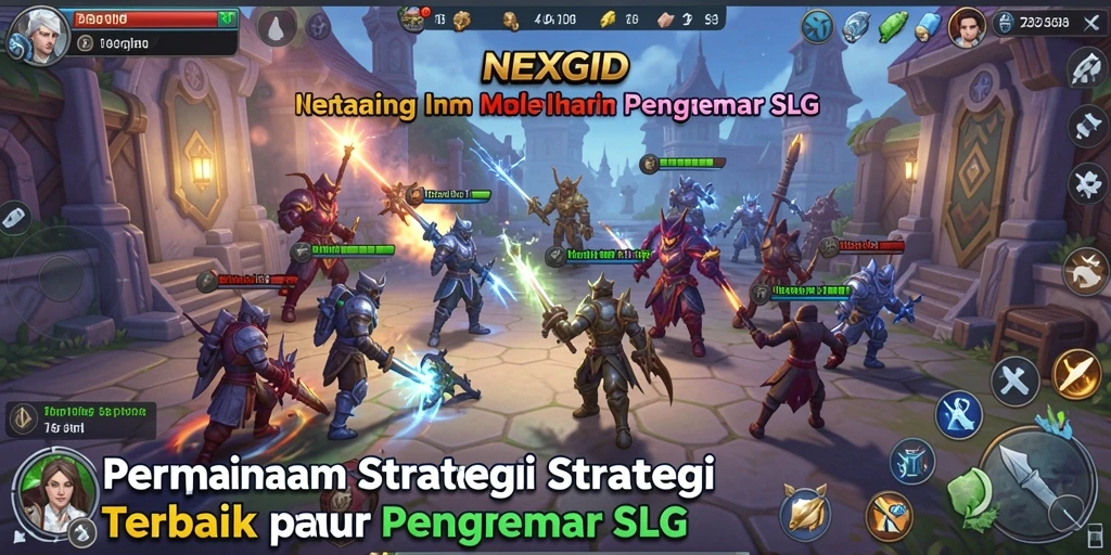 Gameplay NEXGID yang seru dengan strategi perang dan pembangunan kerajaan.