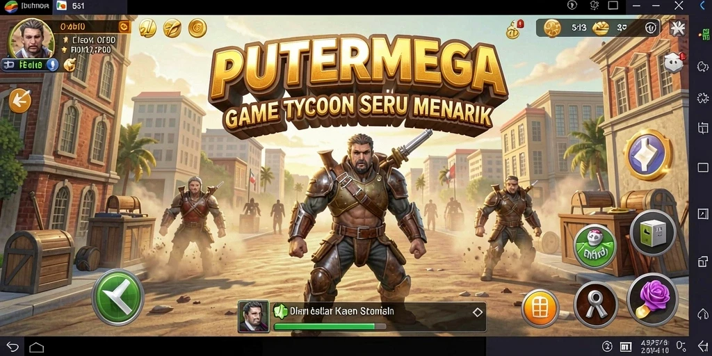 Tampilan gameplay PUTERMEGA dengan pengelolaan bisnis yang inovatif.