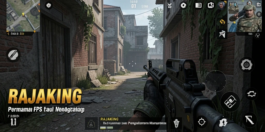 Screenshot menunjukkan momen mendebarkan dalam pertempuran FPS di RAJAKING.