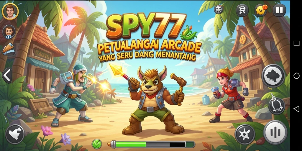 Tangkapan layar utama SPY77 menampilkan gameplay yang seru dan penuh aksi.
