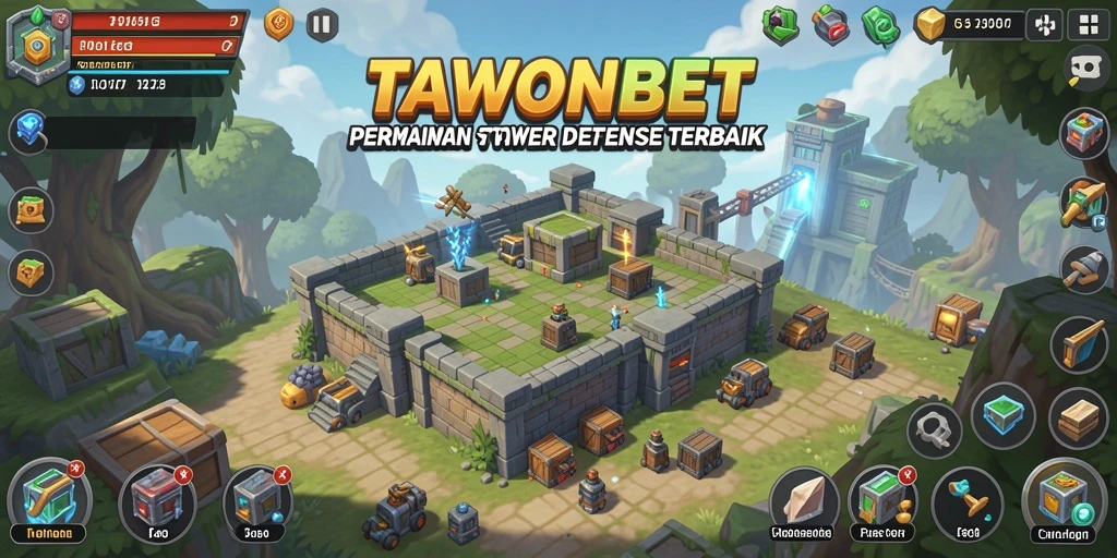 Tampilan gameplay TAWONBET yang seru dalam pertarungan Tower Defense.