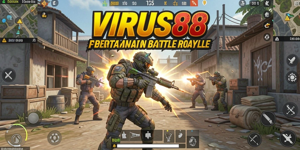 Screenshot gameplay VIRUS88 menampilkan aksi seru Battle Royale.