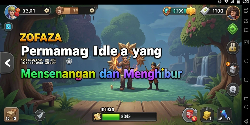Screenshot gameplay ZOFAZA menampilkan momen menghibur dalam permainan Idle.